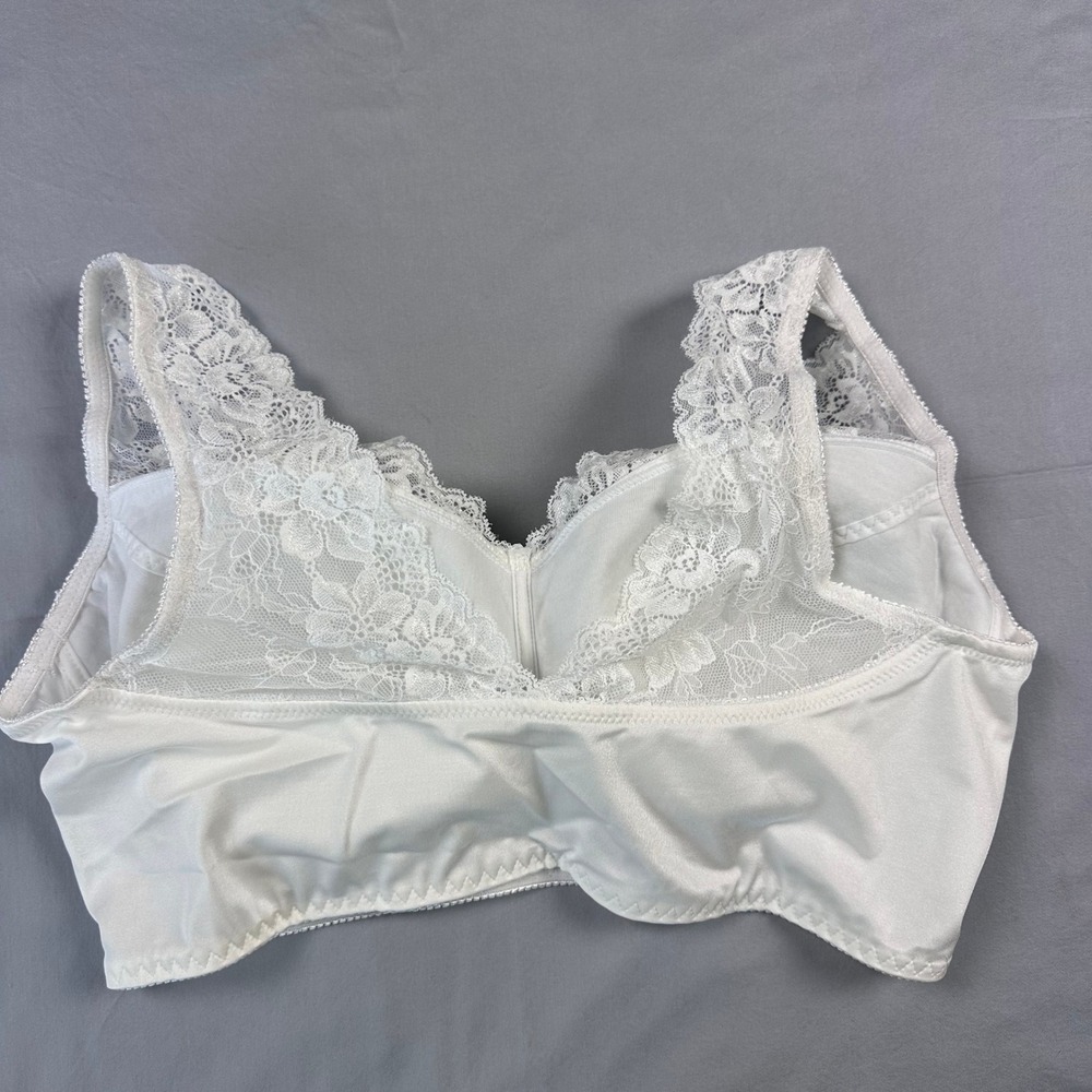 Rhonda Shear Lace Bra 3X White Comfort Support Wireless Stretch Everyday HSN - Picture 2 of 8